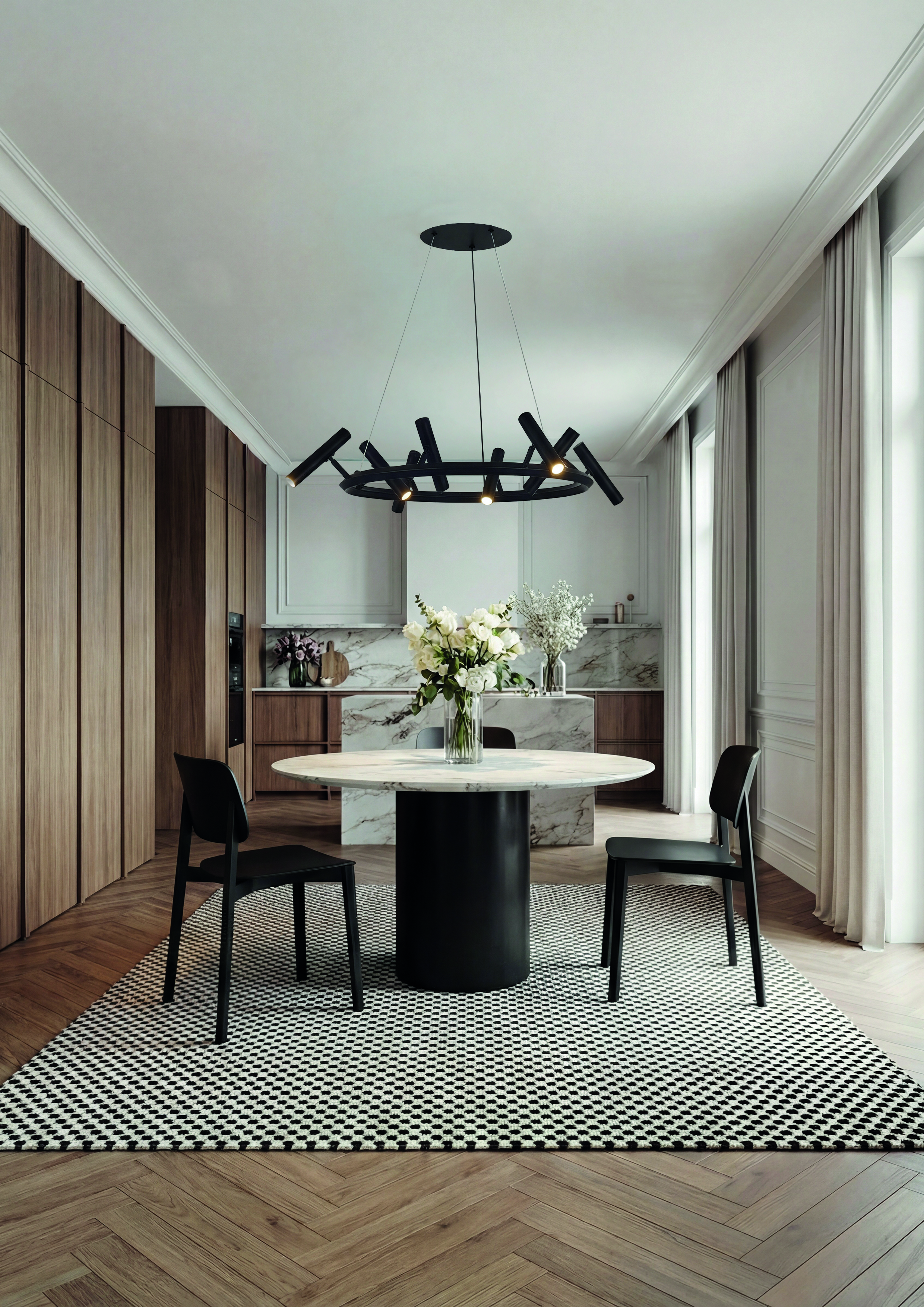 картинка Люстра VELOCE 05 LED 36 Вт 3000К чёрный модерн от магазина Bojeni